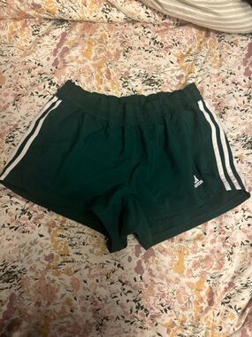 adidas Emerald Green Running Shorts with White Stripes